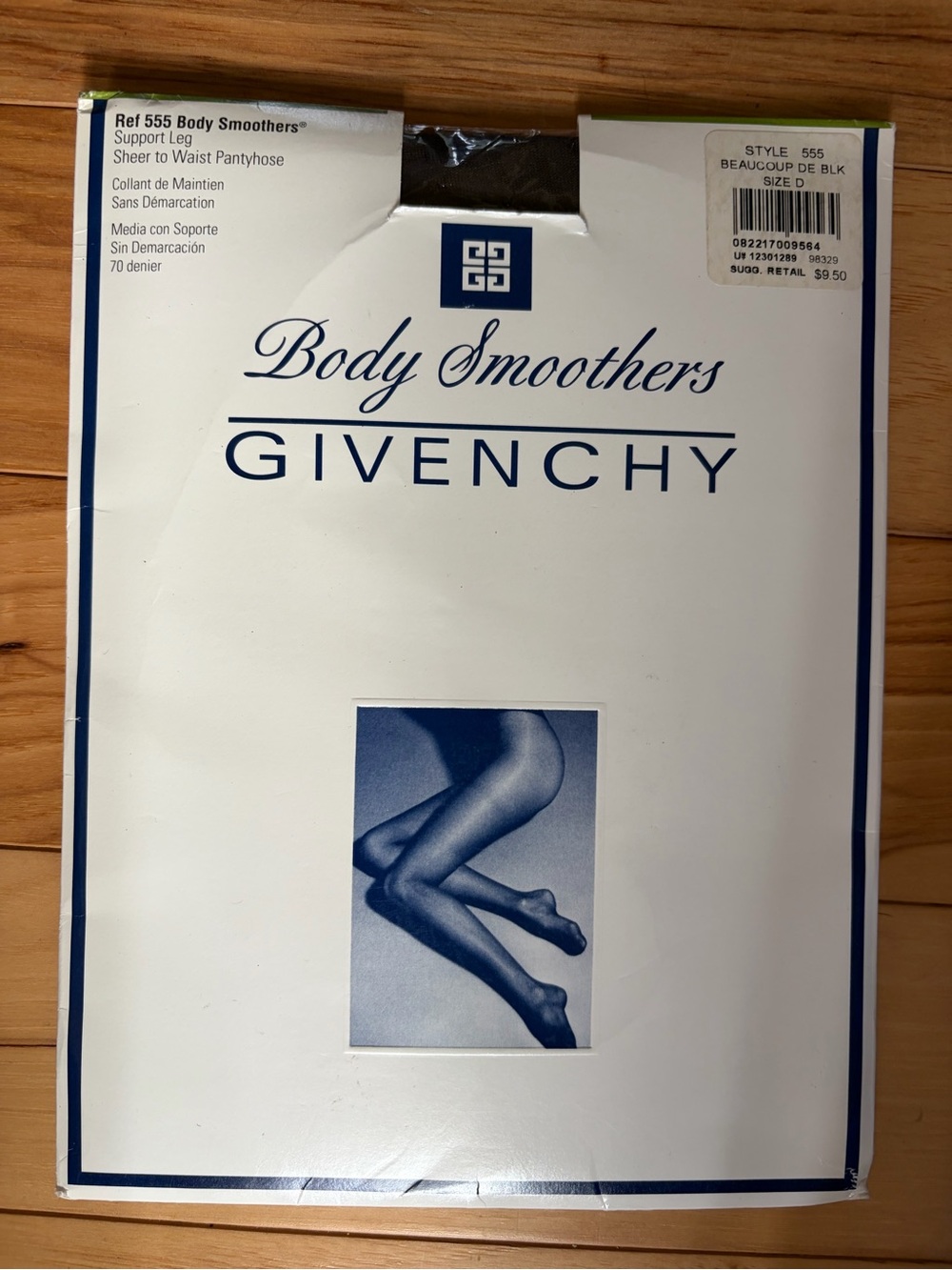 NEW Vintage Givenchy Body Smoothers Support Leg Pantyhose Size D BEAUCOUP DE BLK